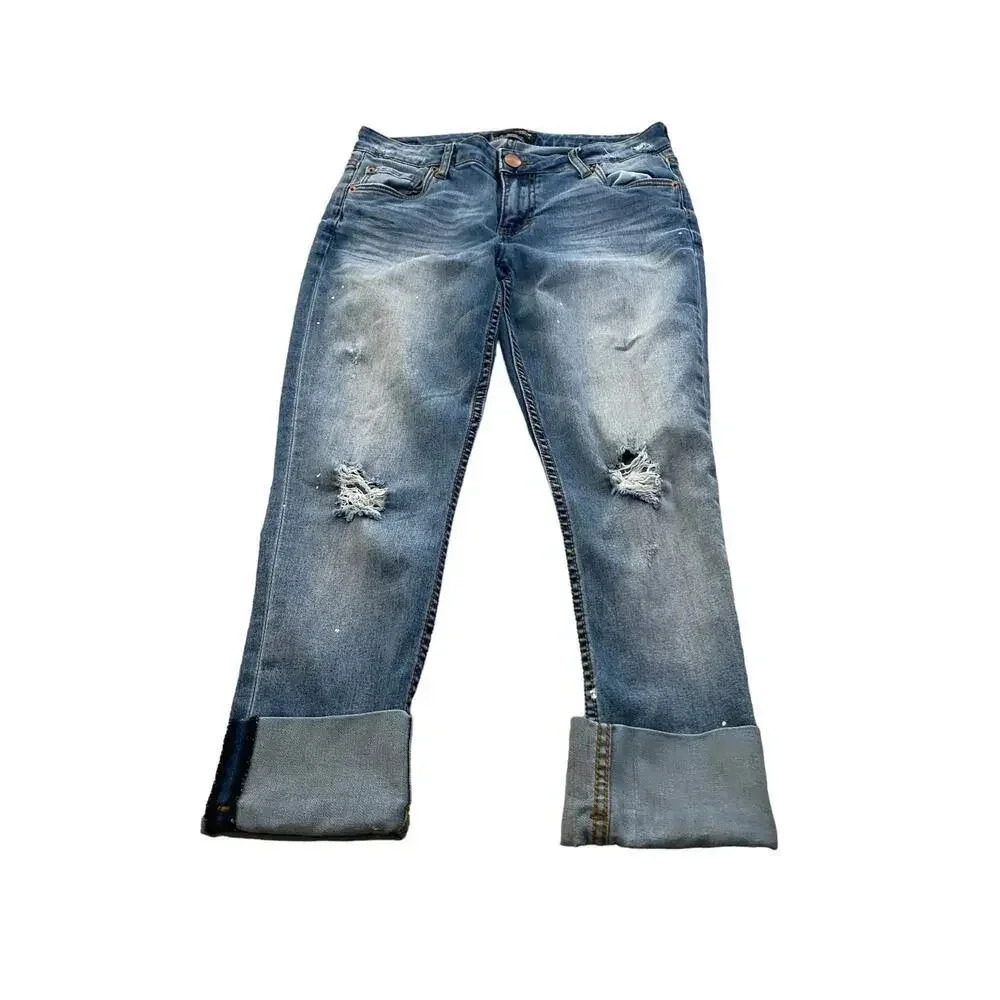 Underground Soul Distressed Rolled Cuffs Straight Leg Jeans Size 3